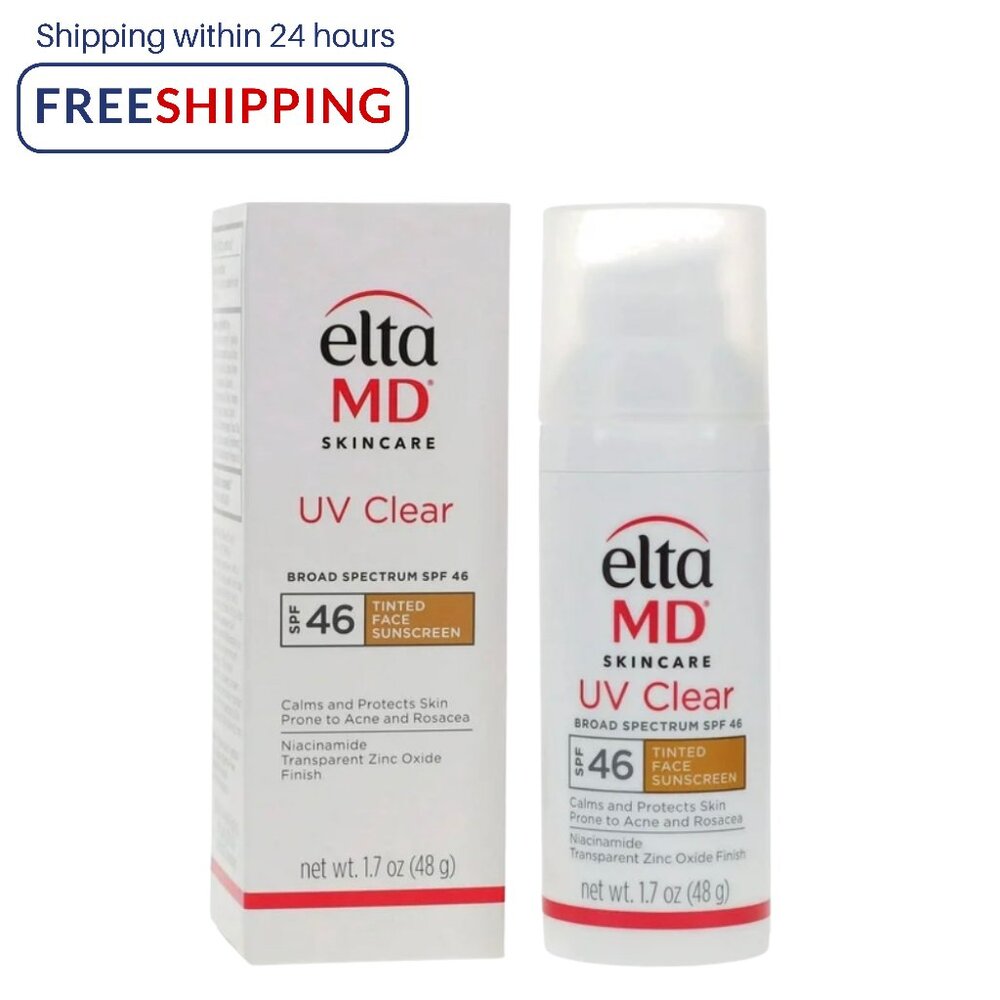 Elta MD UV Facial Sunscreen SPF46 ( CLEAR - TINTED ) 1.7oz 48g New | USA SELLER